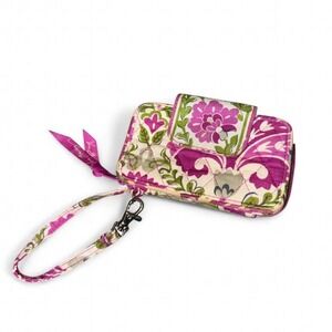 Vera Bradley Pink Green Julep Tulip Wristlet Wallet